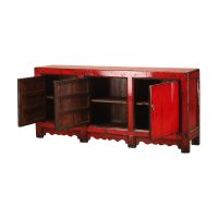 2022-078-O Antique Chinese wooden cabinet with doors - open