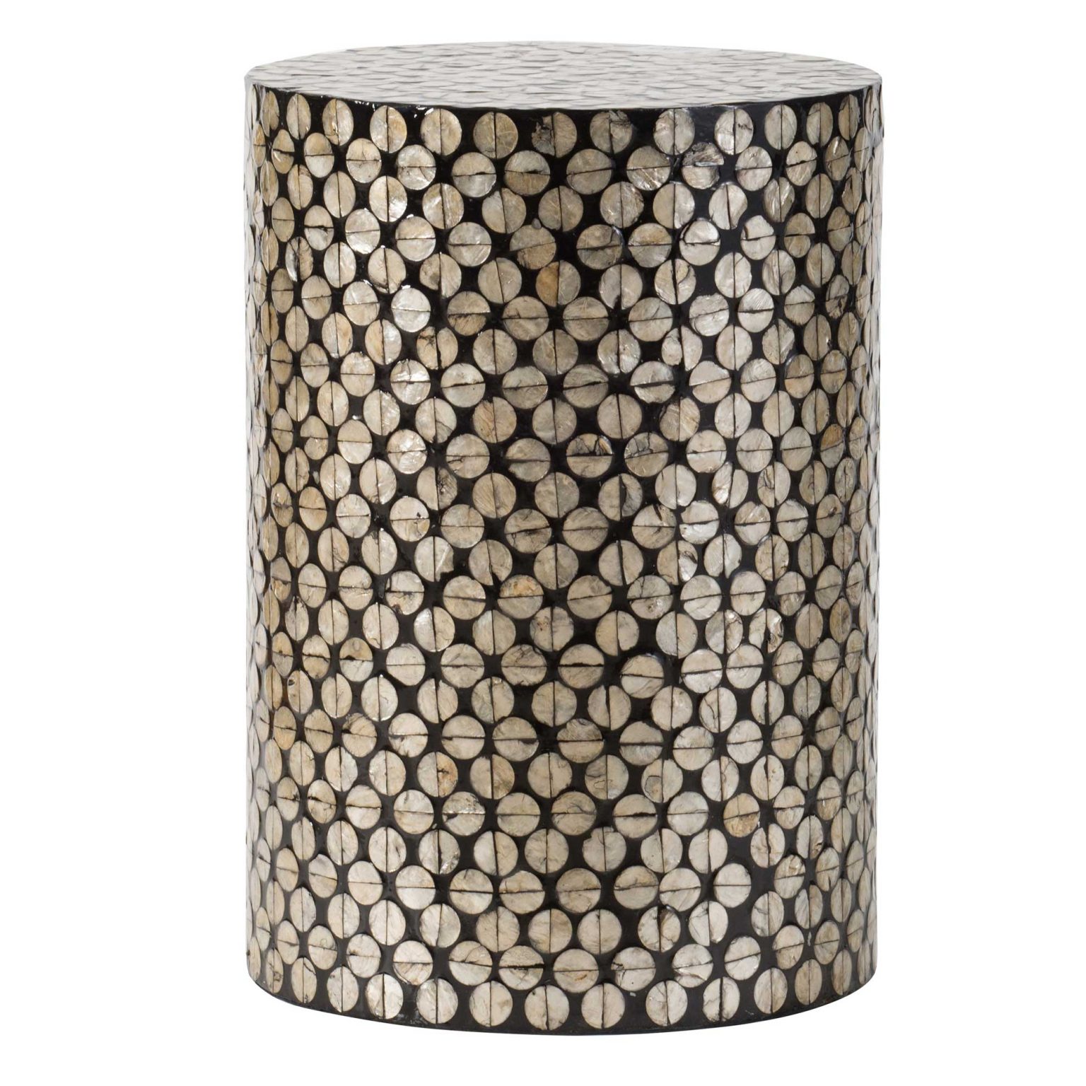 Capiz Shell Drum Side Table - Black Disc » Shack Homewares