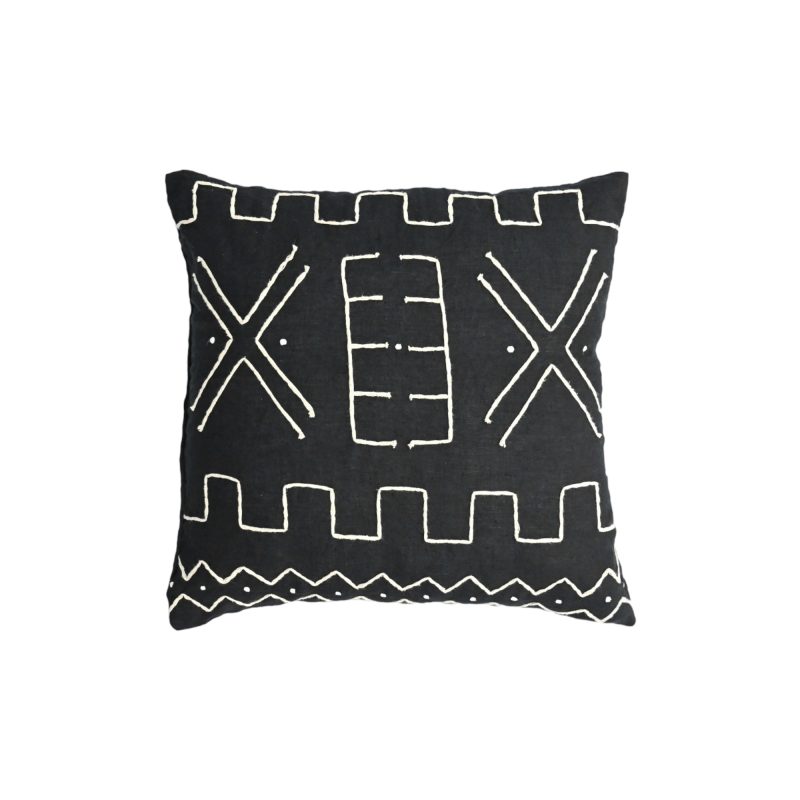 Cotton Cushion AA-MAN-B55 Manhattan Black & White Stitch