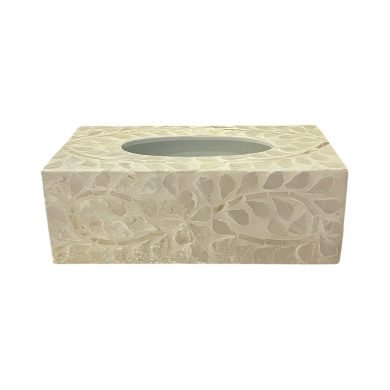 Capiz Tissue Box White Flower IMG1