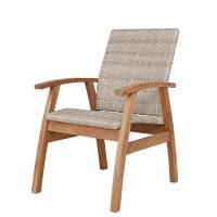 EI-6425-WK-SS Balmoral Outdoor Teak Dining Chair Nat Wicker - Side edit