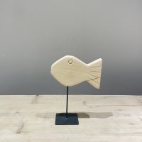 Limestone fish on stand Front