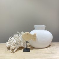 Limestone fish on stand Styled