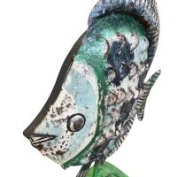 Painted iron fish on stand 40cm SR0095 IMG2