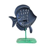 Painted iron fish on stand 40cm SR0095 IMG5