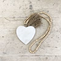 Shack Tassel Marble Heart on Natural Beads